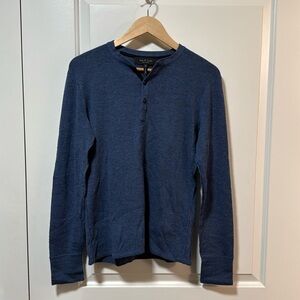 Rag & Bone blue merino wool LS henley size small